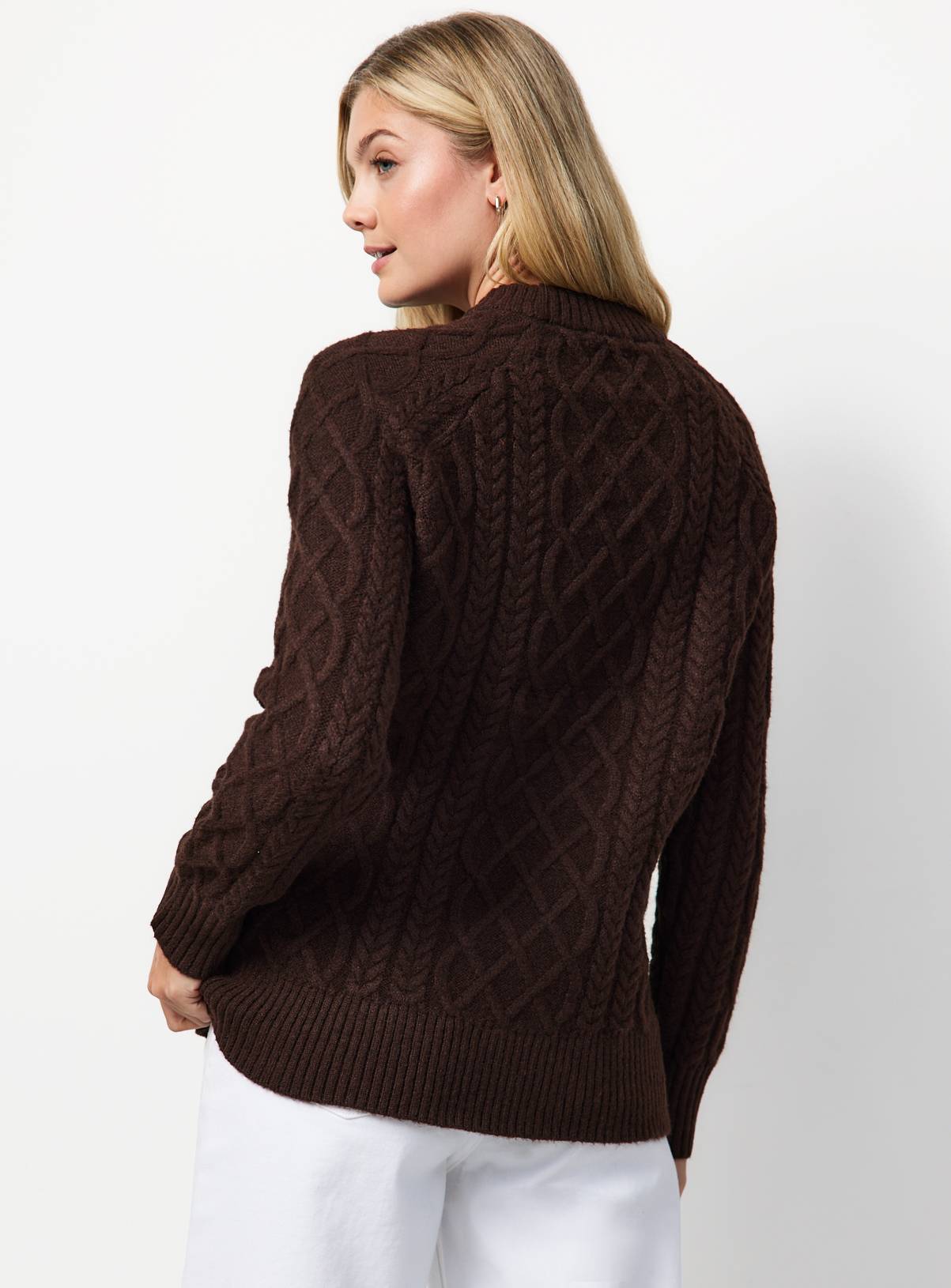 Dark Brown Chunky Oversized Cable Jumper S - Image 4